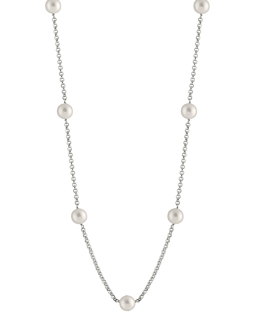 Splendid Pearls Rhodium Plated 8-8.5mm Freshwater Pearl Necklace