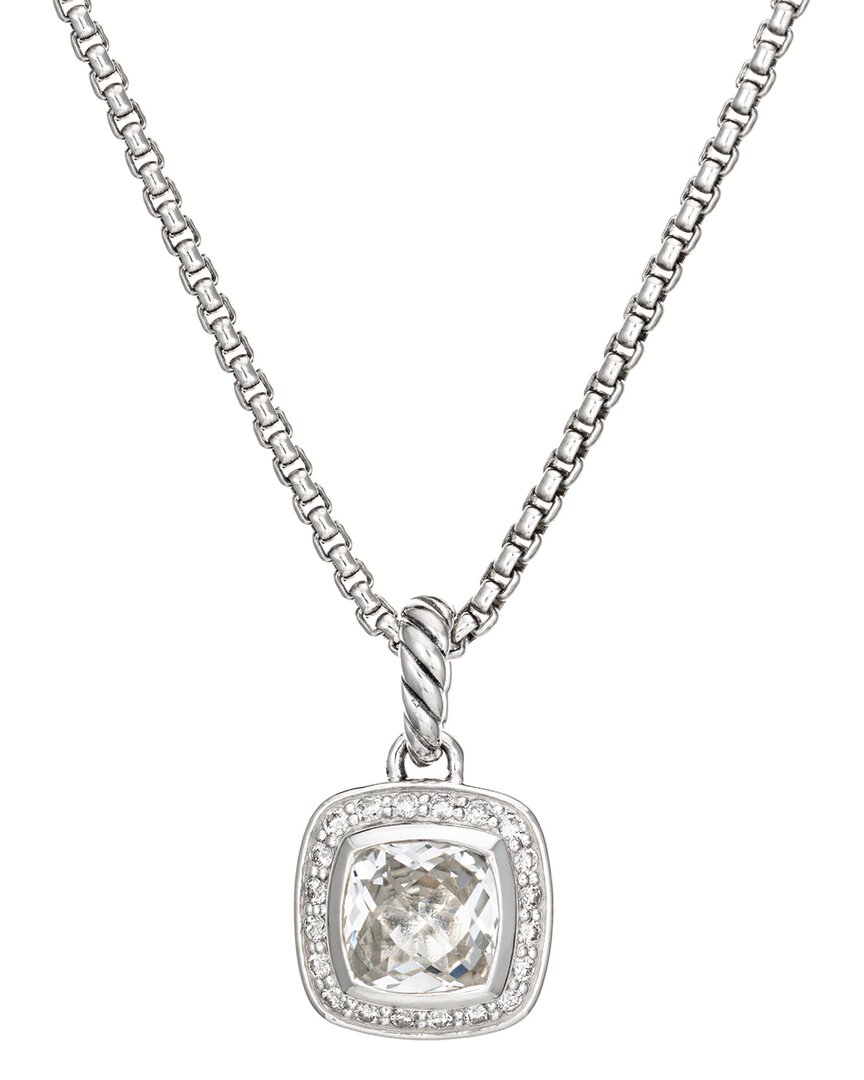 Heritage David Yurman David Yurman Silver 0.17 Ct. Tw. Diamond & White Topaz Pendant Necklace  (authentic )