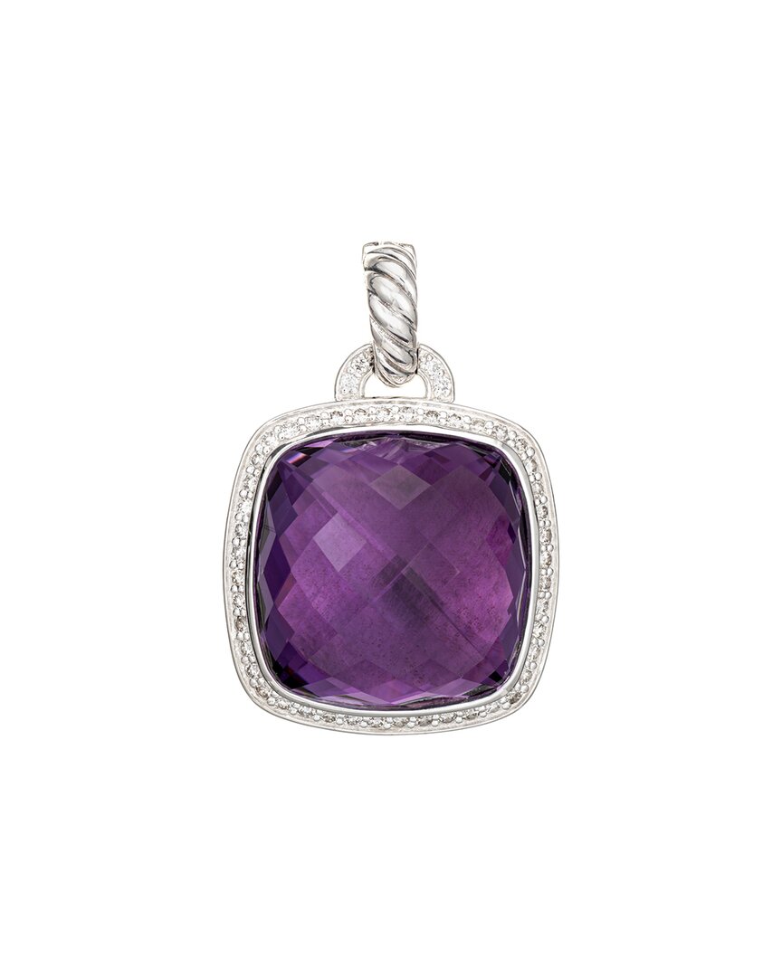 Heritage David Yurman David Yurman Silver 0.39 Ct. Tw. Diamond & Amethyst Albion Pendant (authentic  )