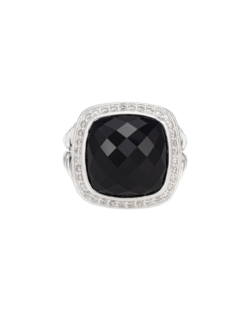 Heritage David Yurman David Yurman Silver 0.34 Ct. Tw. Diamond & Onyx Albion Ring (authentic Pre-  Owned)