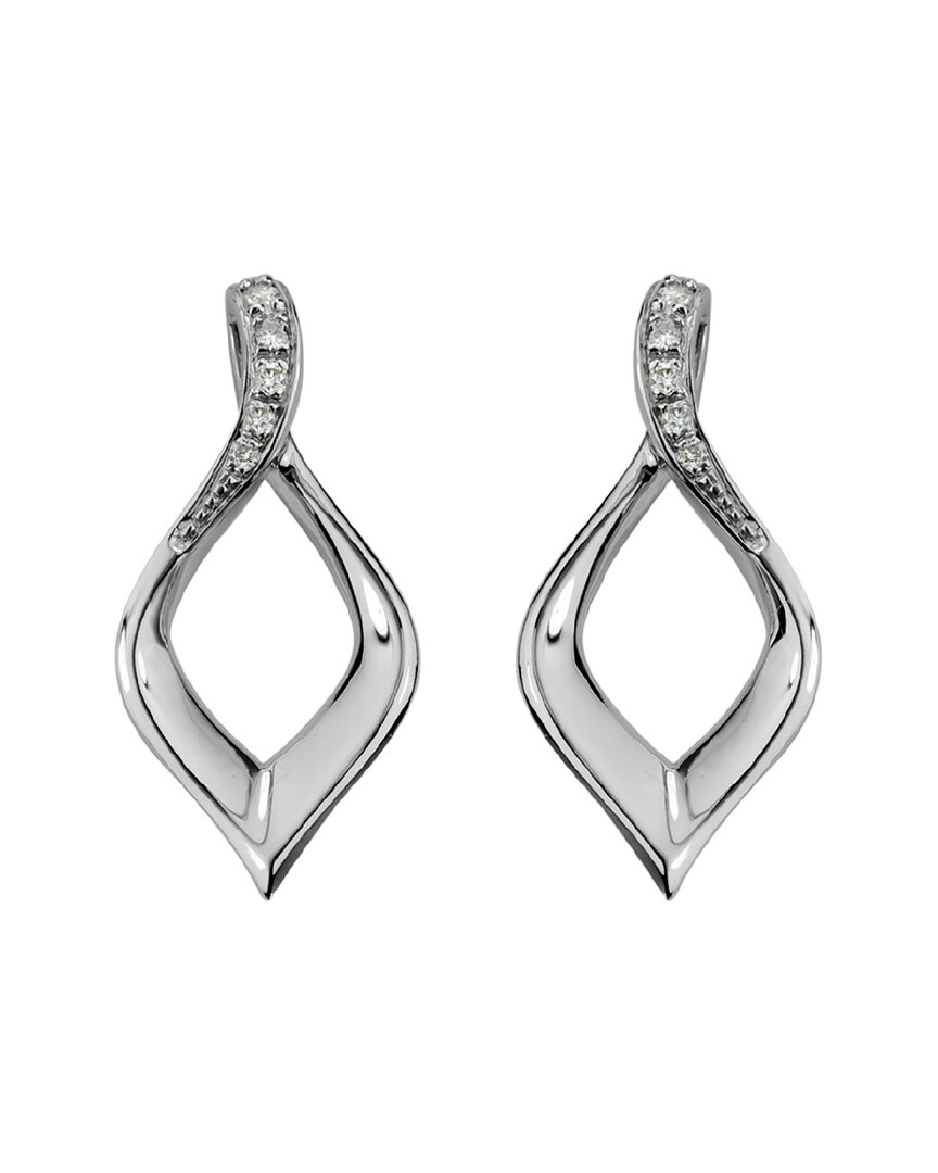 Diamond Select Cuts Silver Pointed Teardrop Earrings In Metallic
