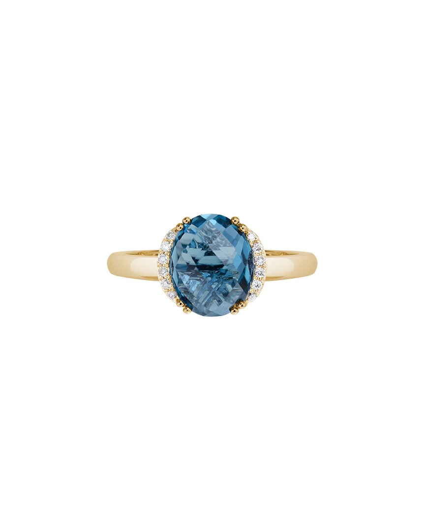 Gemstones 14k Diamond .06 Ct. & 3.34 Ct. London Blue Topaz Ring In Gold
