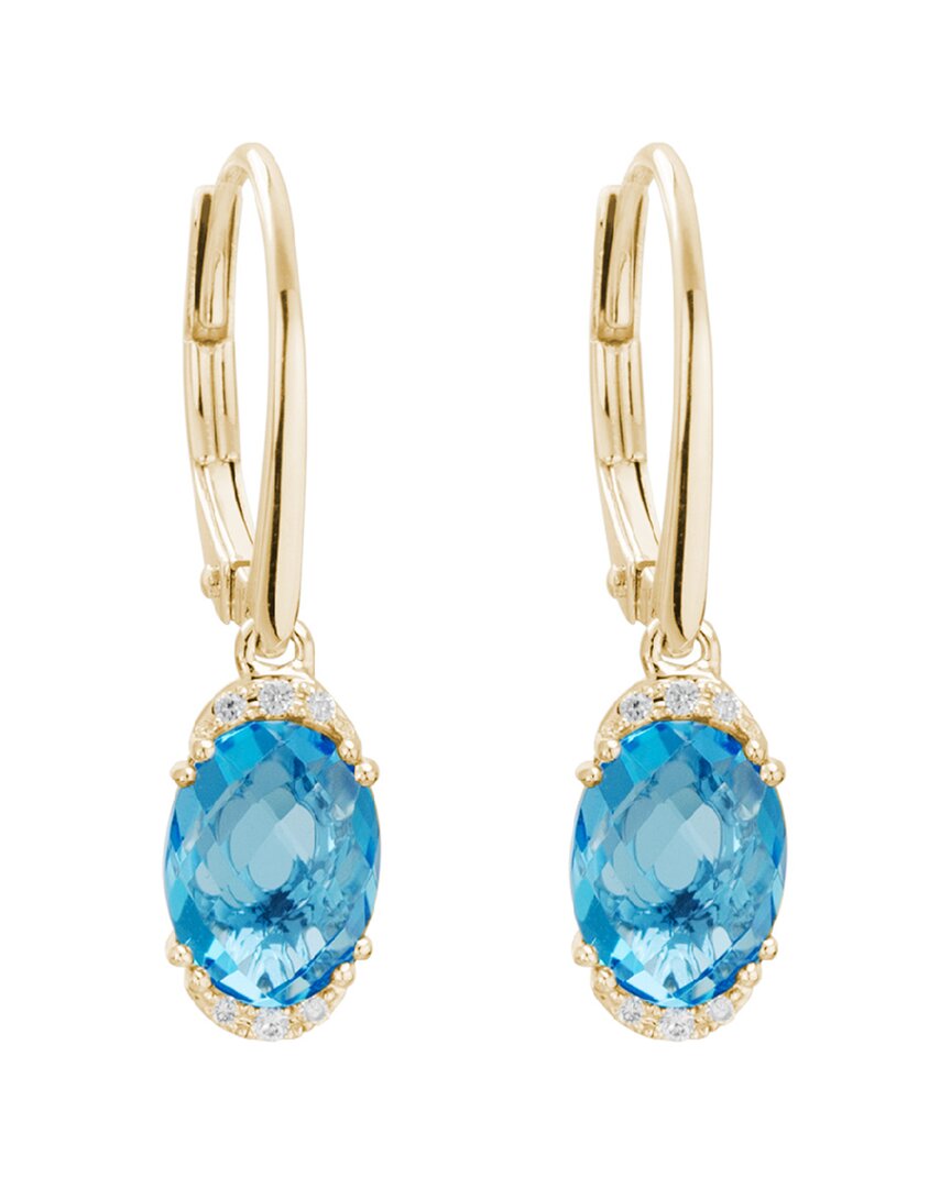 Gemstones 14k 3.47 Ct. Tw. Diamond & Swiss Blue Topaz Earrings