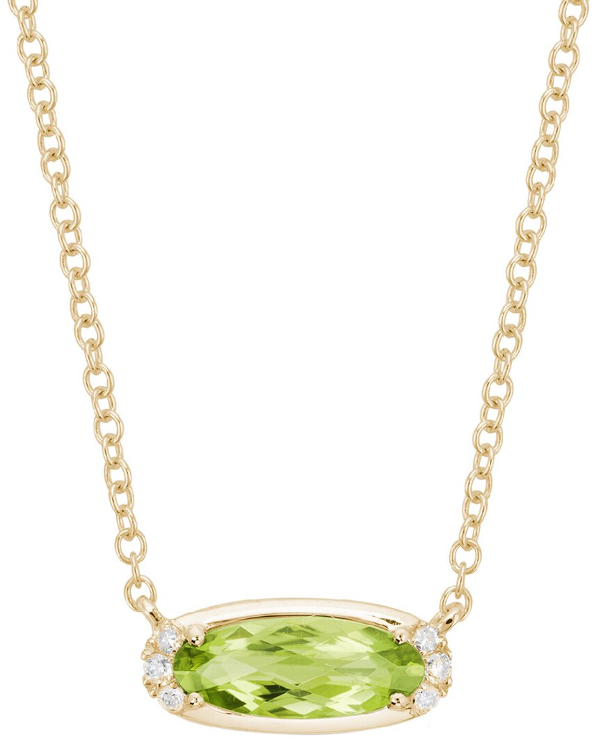 Gemstones 14k 1.15 Ct. Tw. Diamond & Peridot Necklace In Gold