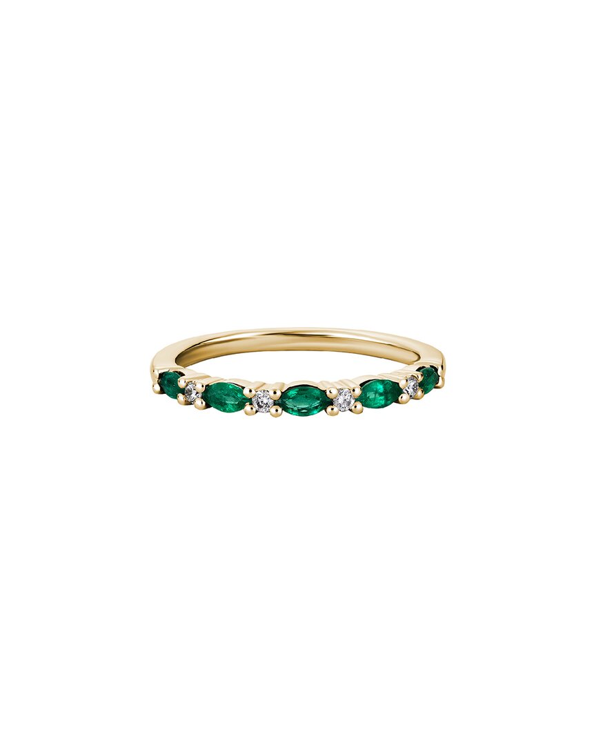 Gemstones 14k 0.51 Ct. Tw. Diamond & Emerald Single Row Ring