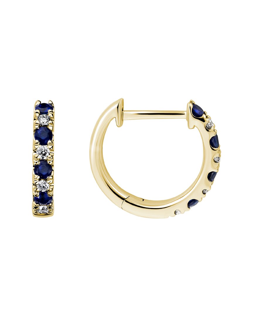 Gemstones 14k 0.45 Ct. Tw. Diamond & Blue Sapphire Huggie Earrings