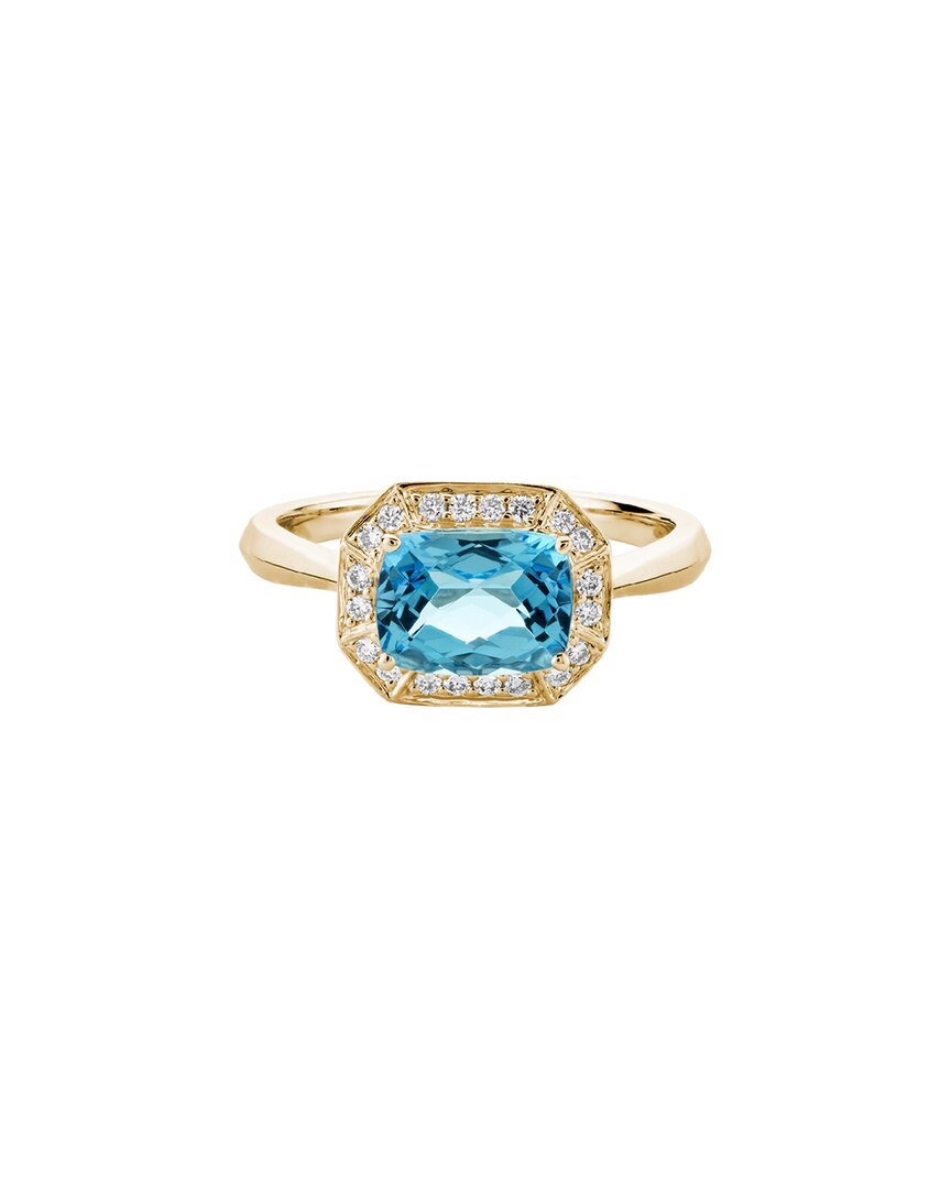 Gemstones 14k 2.04 Ct. Tw. Diamond & Swiss Blue Topaz Halo Ring