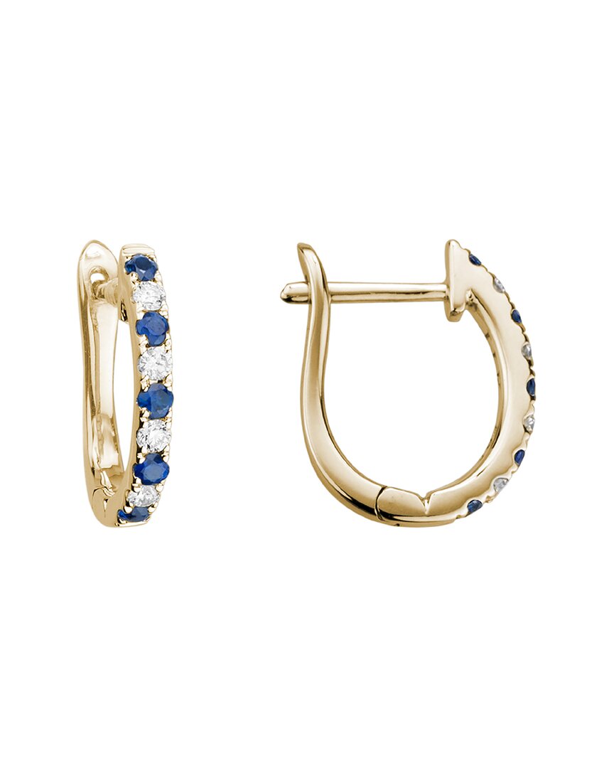 Gemstones 14k 0.39 Ct. Tw. Diamond & Blue Sapphire Earrings
