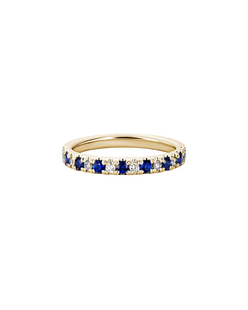 Gemstones 14k 0.78 Ct. Tw. Diamond & Blue Sapphire Single Row Ring
