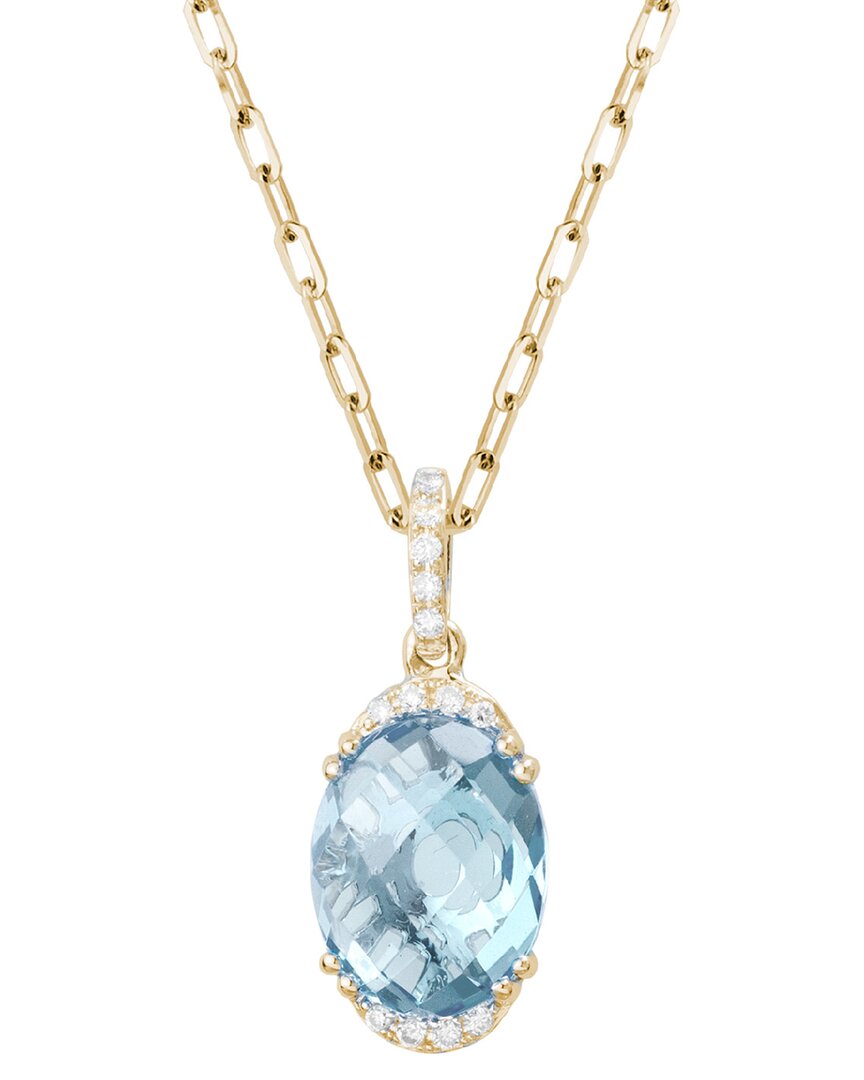 Gemstones 14k 2.22 Ct. Tw. Diamond & Aquamarine Necklace
