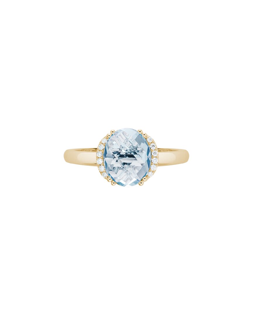 Gemstones 14k 2.39 Ct. Tw. Diamond & Aquamarine Edge Ring