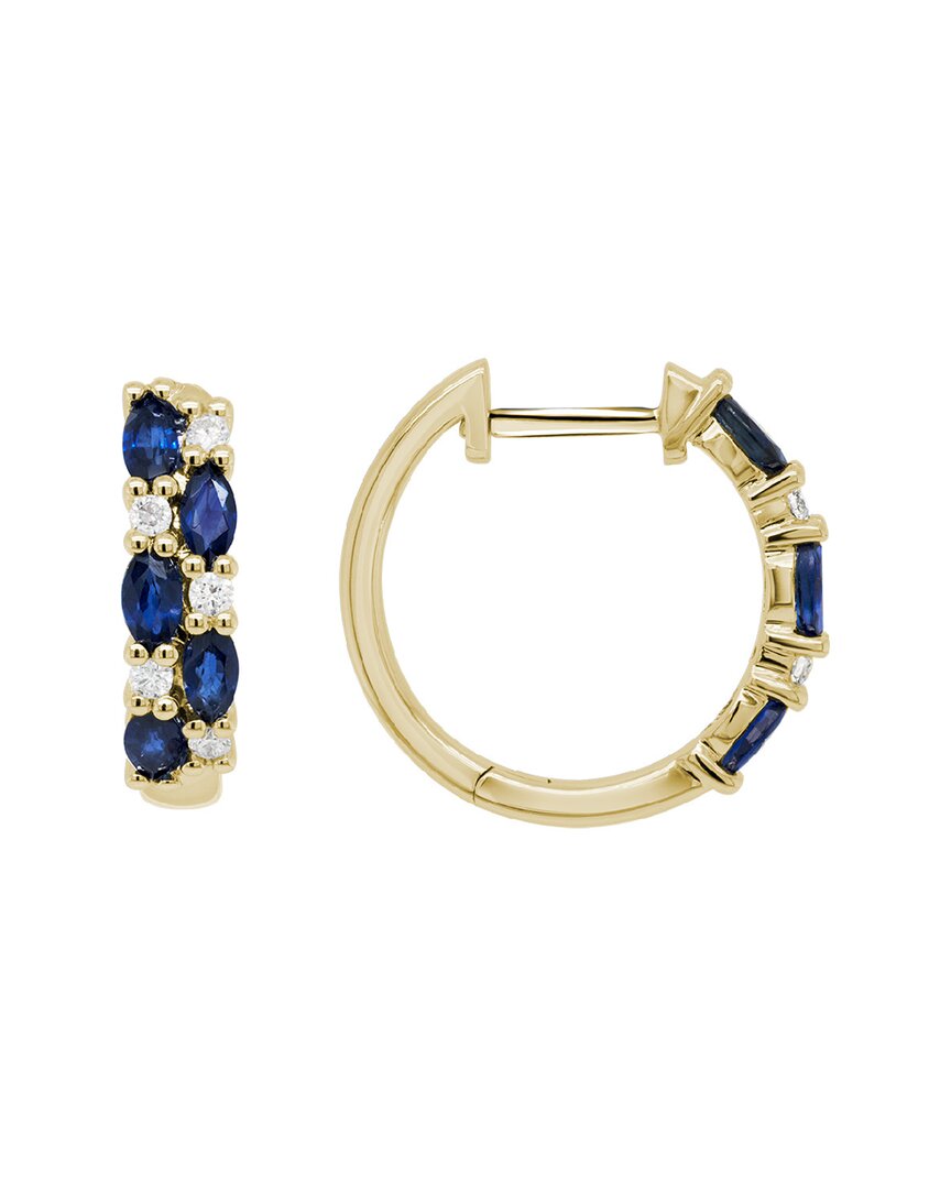 Gemstones 14k 1.25 Ct. Tw. Diamond & Blue Sapphire Huggie Earrings