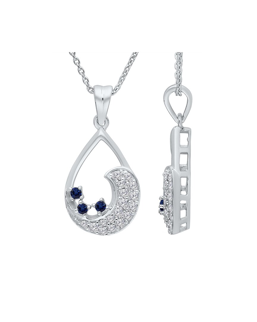 Kallati 14k 0.20 Ct. Tw. Diamond & Sapphire Drop Necklace
