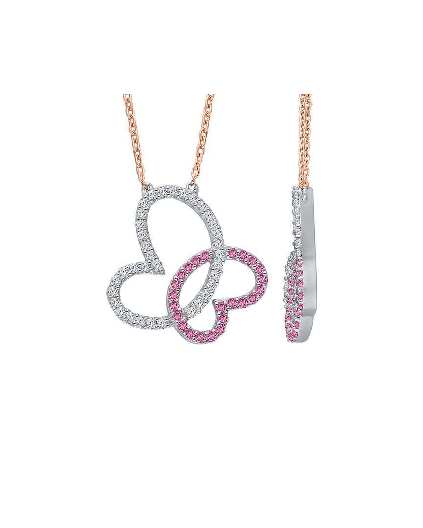 Kallati 14k Two-tone 0.35 Ct. Tw. Diamond & Pink Sapphire Drop Necklace
