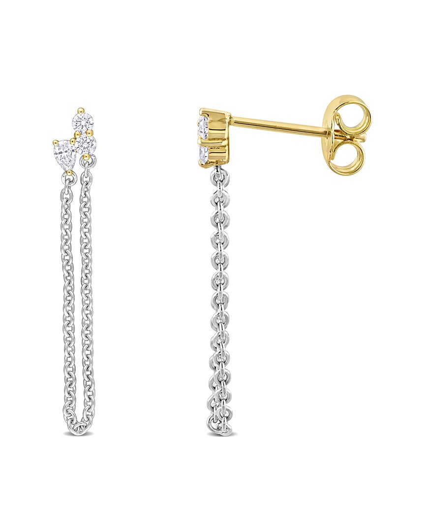 Diamond Select Cuts 14k Two-tone 0.40 Ct. Tw. Diamond Dangle Earrings