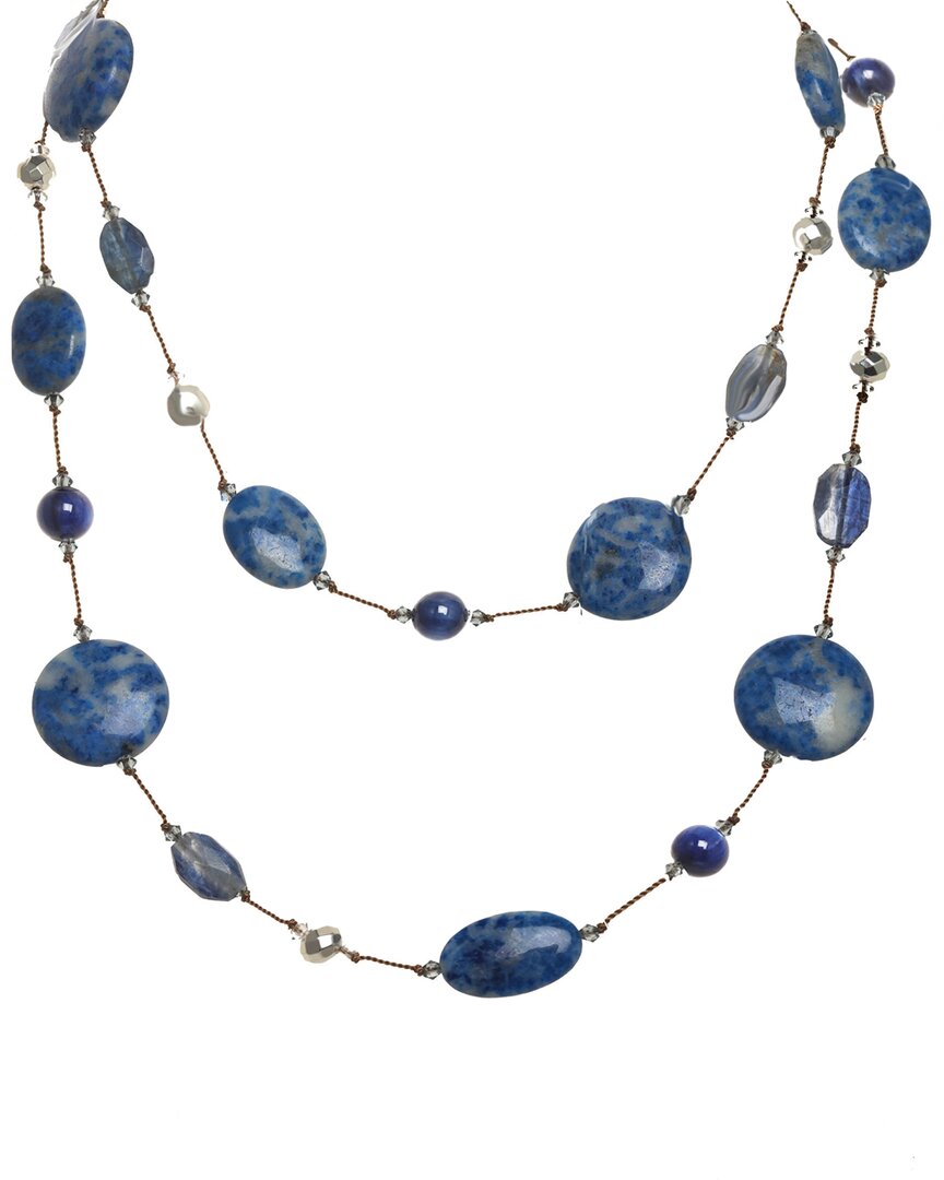 Margo Morrison New York Silver Gemstone Initial Toggle Necklace