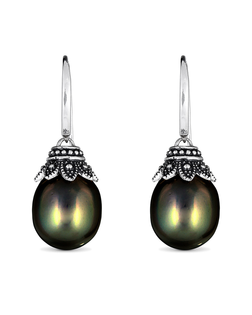 Belpearl Silver 12mm Tahitian Dangle Earrings