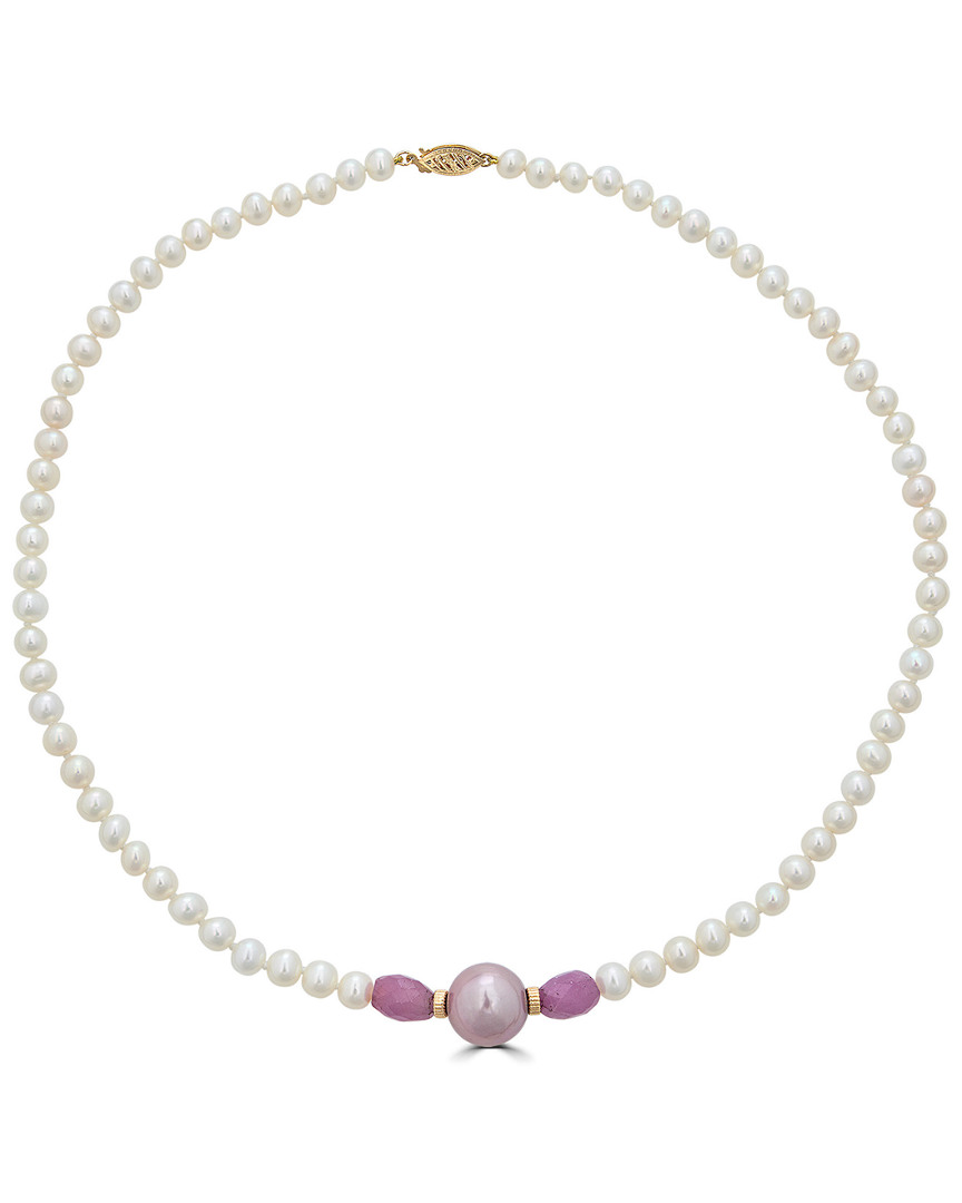 Belpearl 14k Pink Sapphire 12mm Pink Kasumiga Necklace