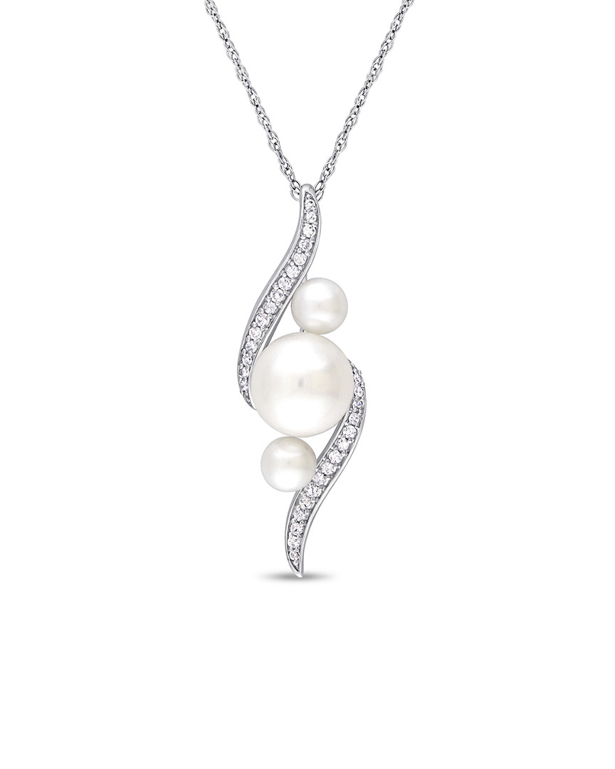 Rina Limor 10k 0.14 Ct. Tw. Diamond & Pearl Twist Necklace