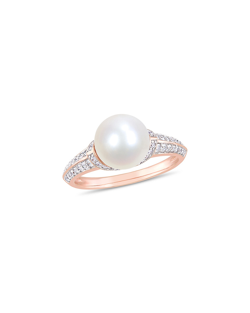 Rina Limor 10k Rose Gold 0.32 Ct. Tw. Diamond 9-9.5mm Pearl Ring