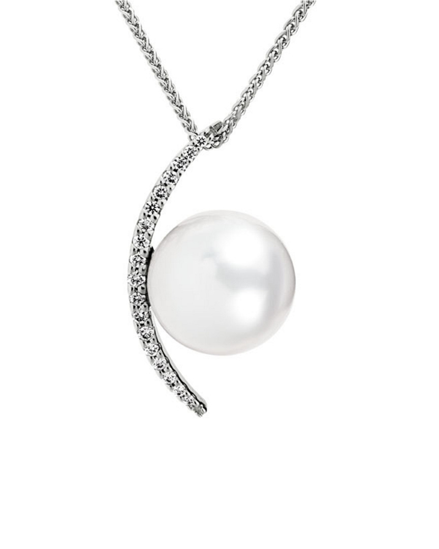 Pearls 14k 0.11 Ct. Tw. Diamond 10.5mm Freshwater Cultured Pearl Necklace