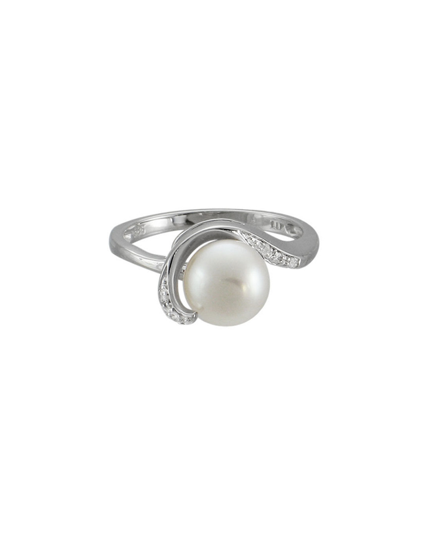 Pearls 14k 0.03 Ct. Tw. Diamond 8mm Freshwater Cultured Pearl Ring