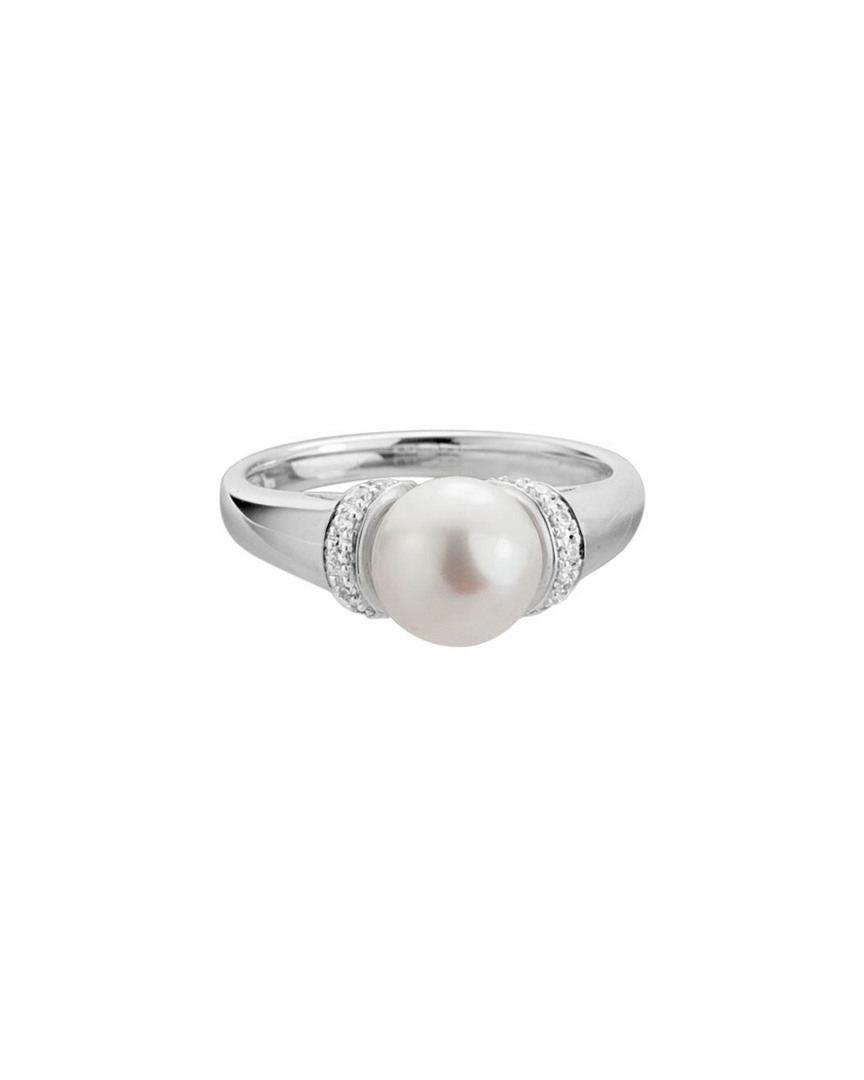 Pearls 14k 0.09 Ct. Tw. Diamond 8mm Freshwater Cultured Pearl Ring