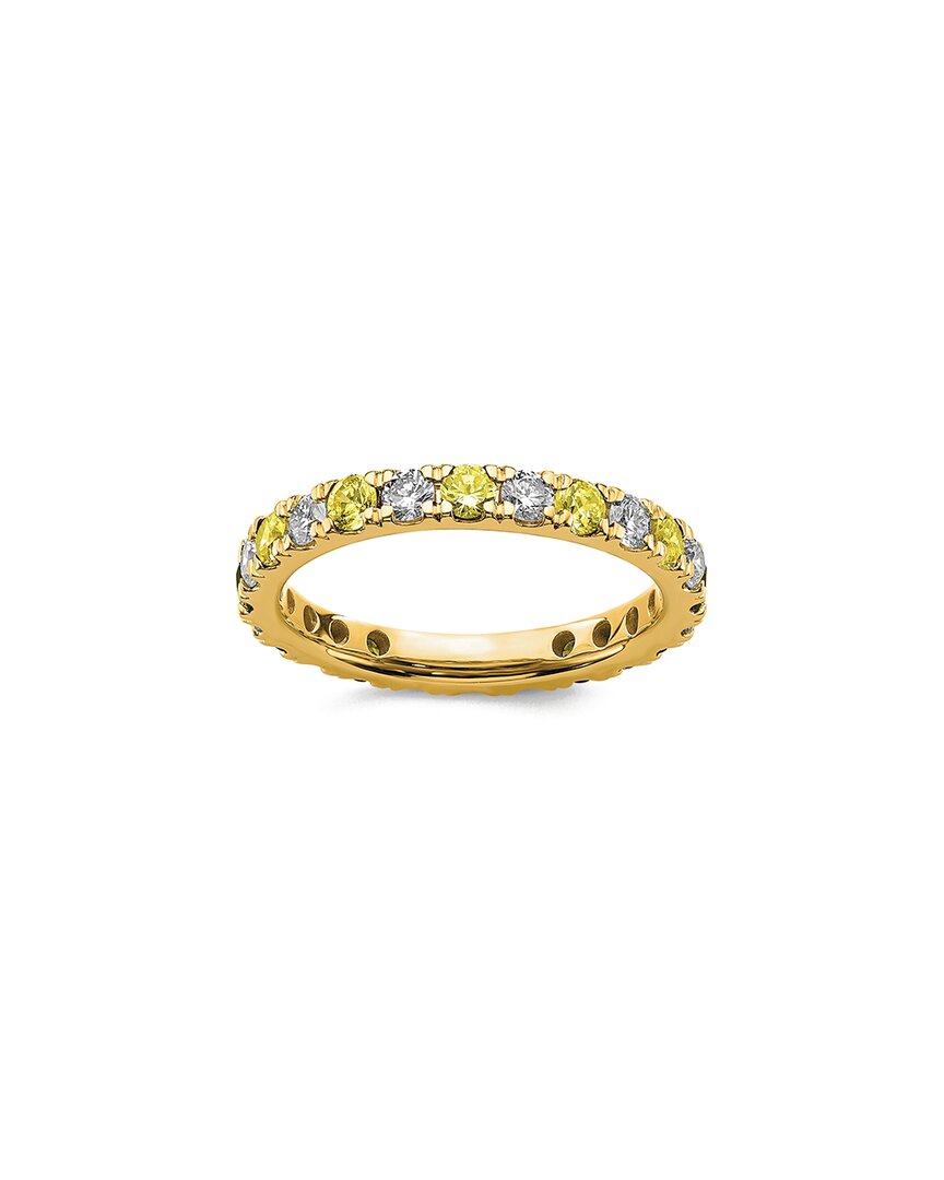 Lab Grown Gemstones 14k 1.15 Ct. Tw. Lab-grown Diamond & Lab-grown Yellow Sapphire Eternity Ring In Gold