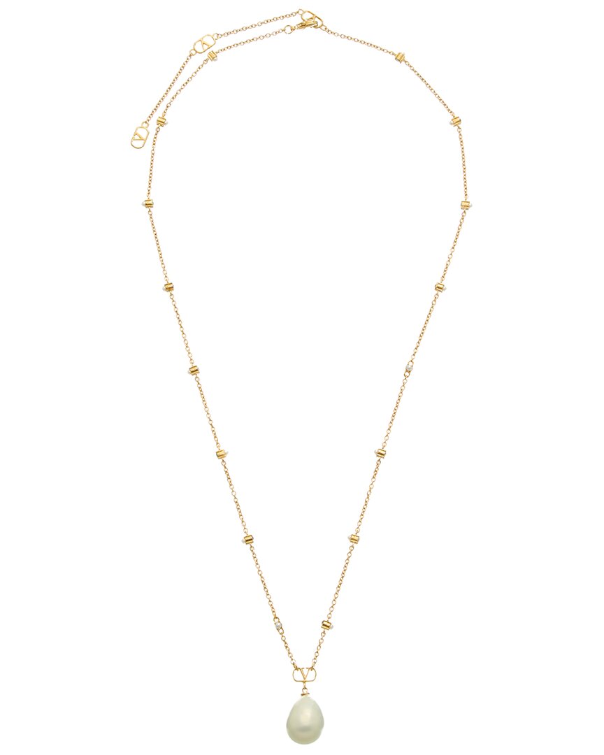 Valentino Garavani Valentino Vlogo Signature Metal Necklace In Gold