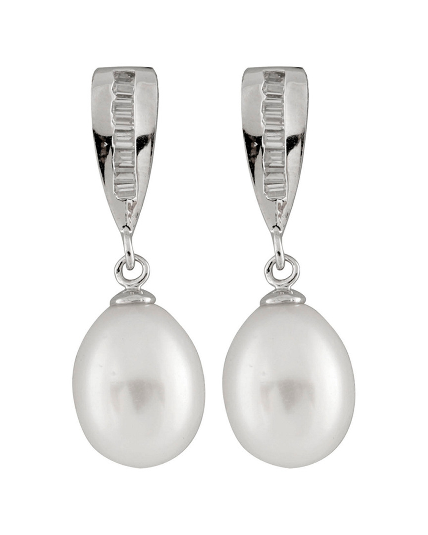 Splendid Pearls Rhodium Over Silver 7-8mm Pearl Earrings
