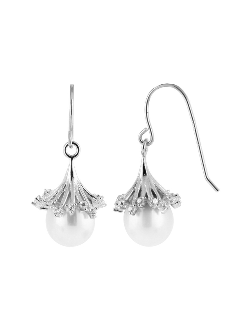 Splendid Pearls Rhodium Over Silver 8-9mm Pearl Earrings