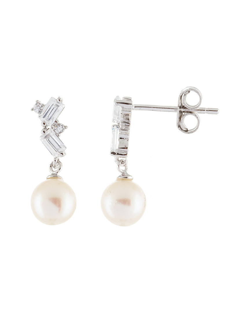 Splendid Pearls Rhodium Over Silver 5.5-6mm Pearl Earrings