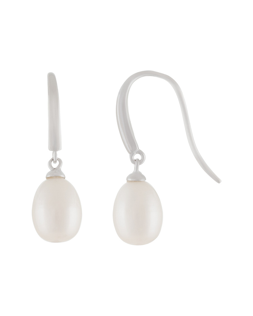 Shop Splendid Pearls Rhodium Over Silver 8-8.5mm Pearl Earrings
