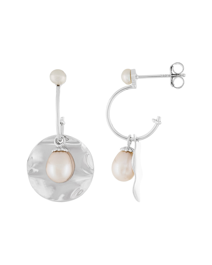 Splendid Pearls Rhodium Over Silver 4-6.5mm Pearl Earrings