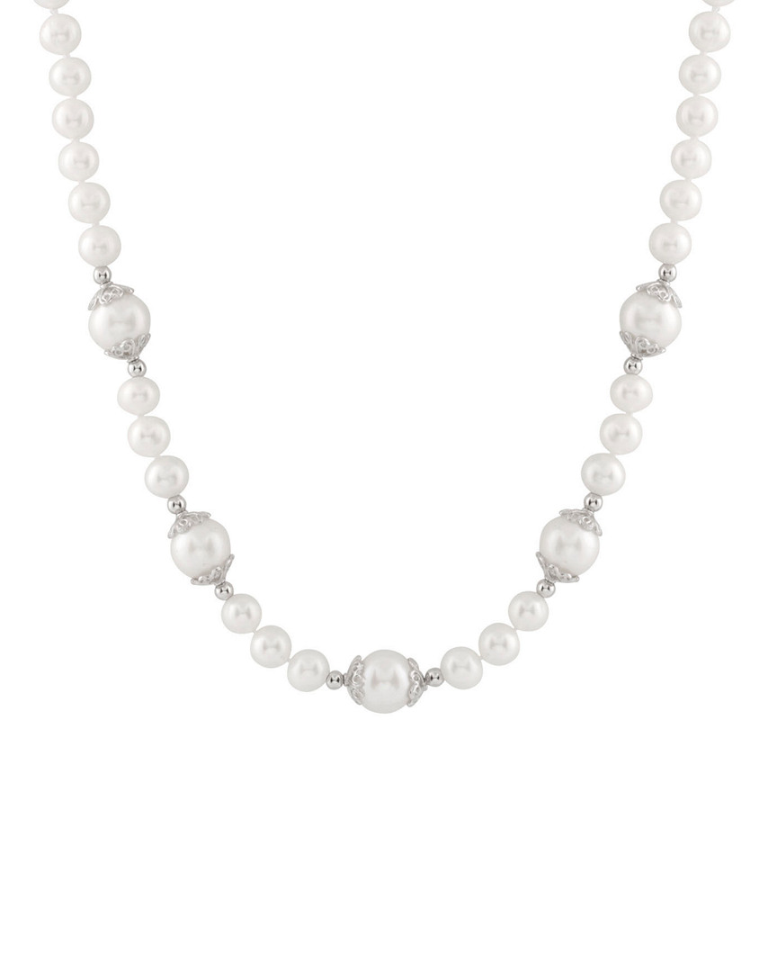Splendid Pearls Rhodium Over Silver 6-12mm Pearl Pendant