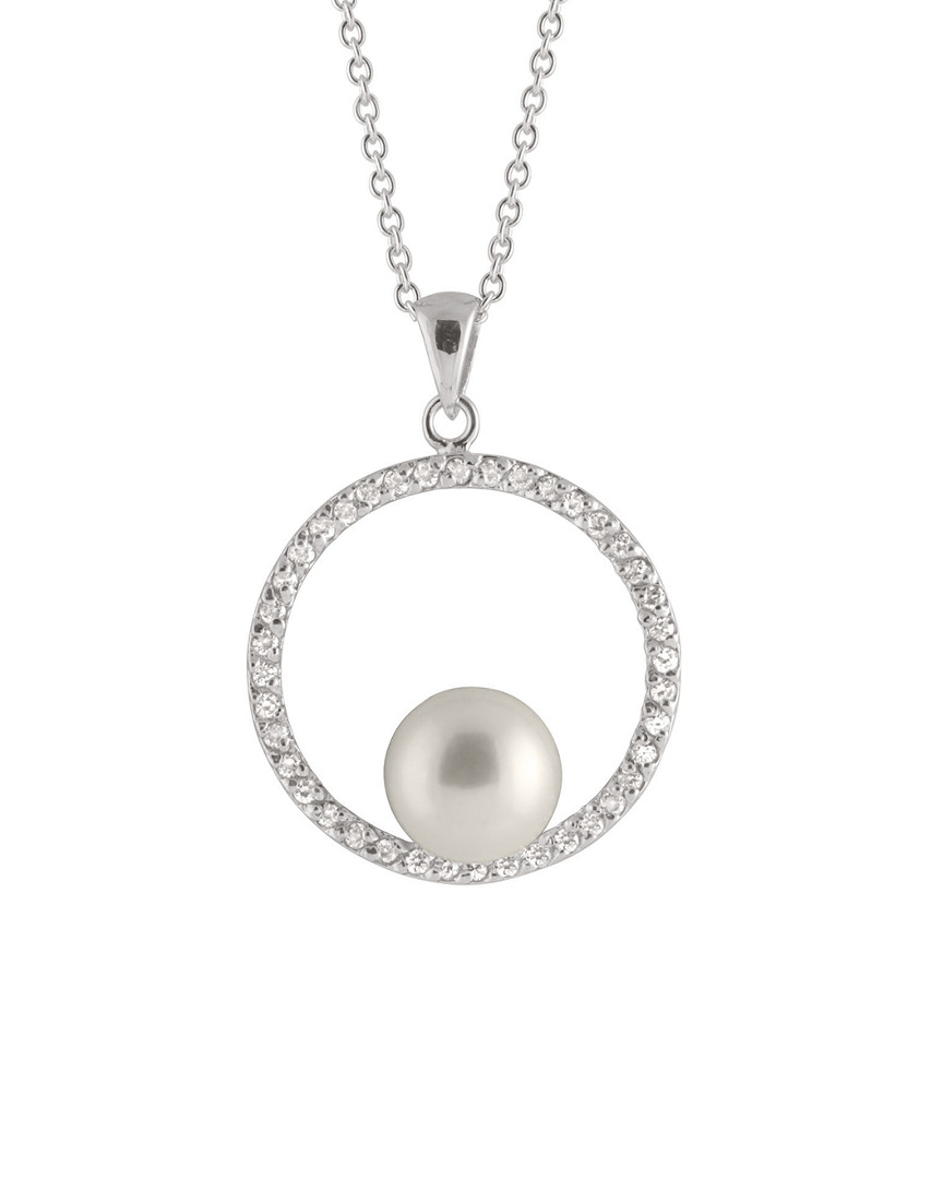 Splendid Pearls Rhodium Over Silver 8.5-9mm Pearl Pendant