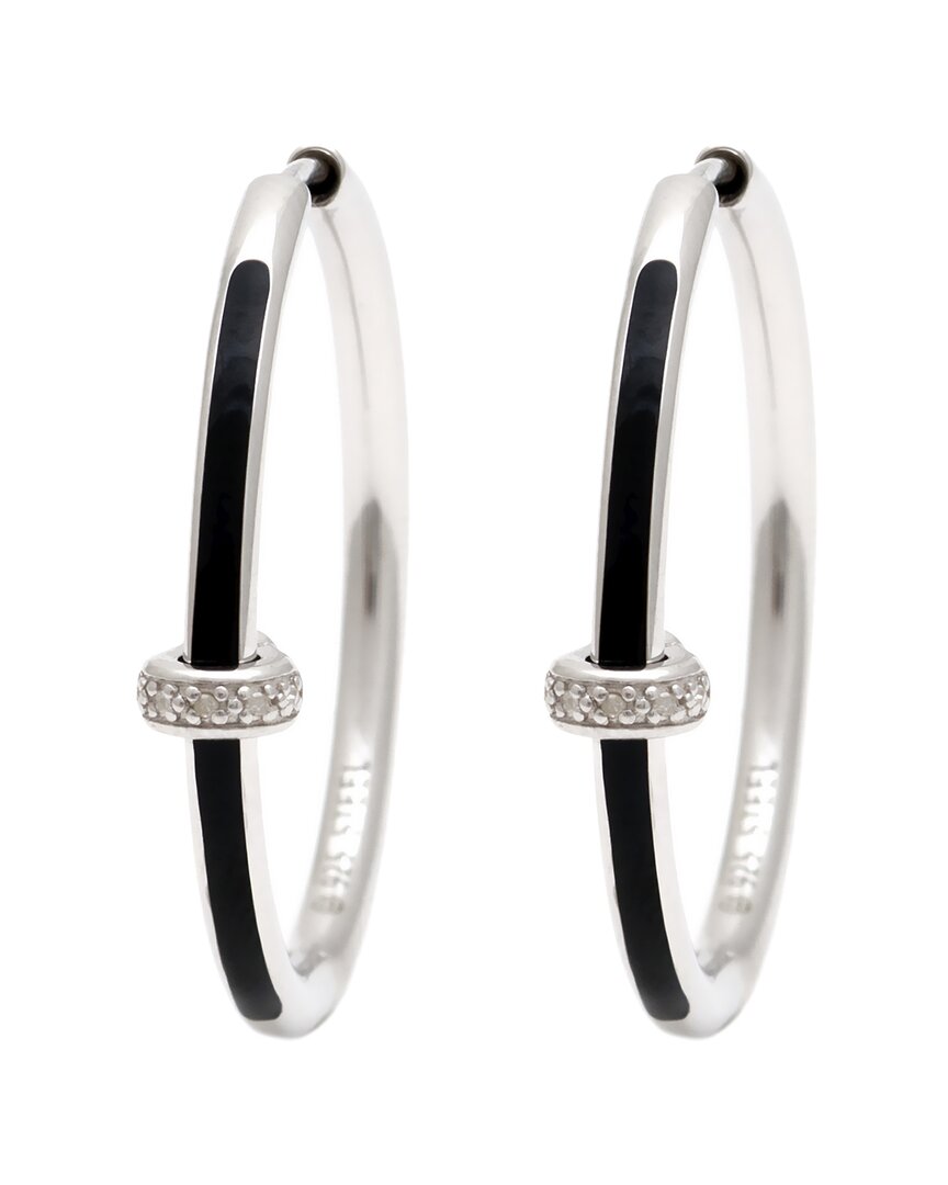 Diamond Select Cuts Silver & Steel 0.03 Ct. Tw. Diamond Earrings In Metallic