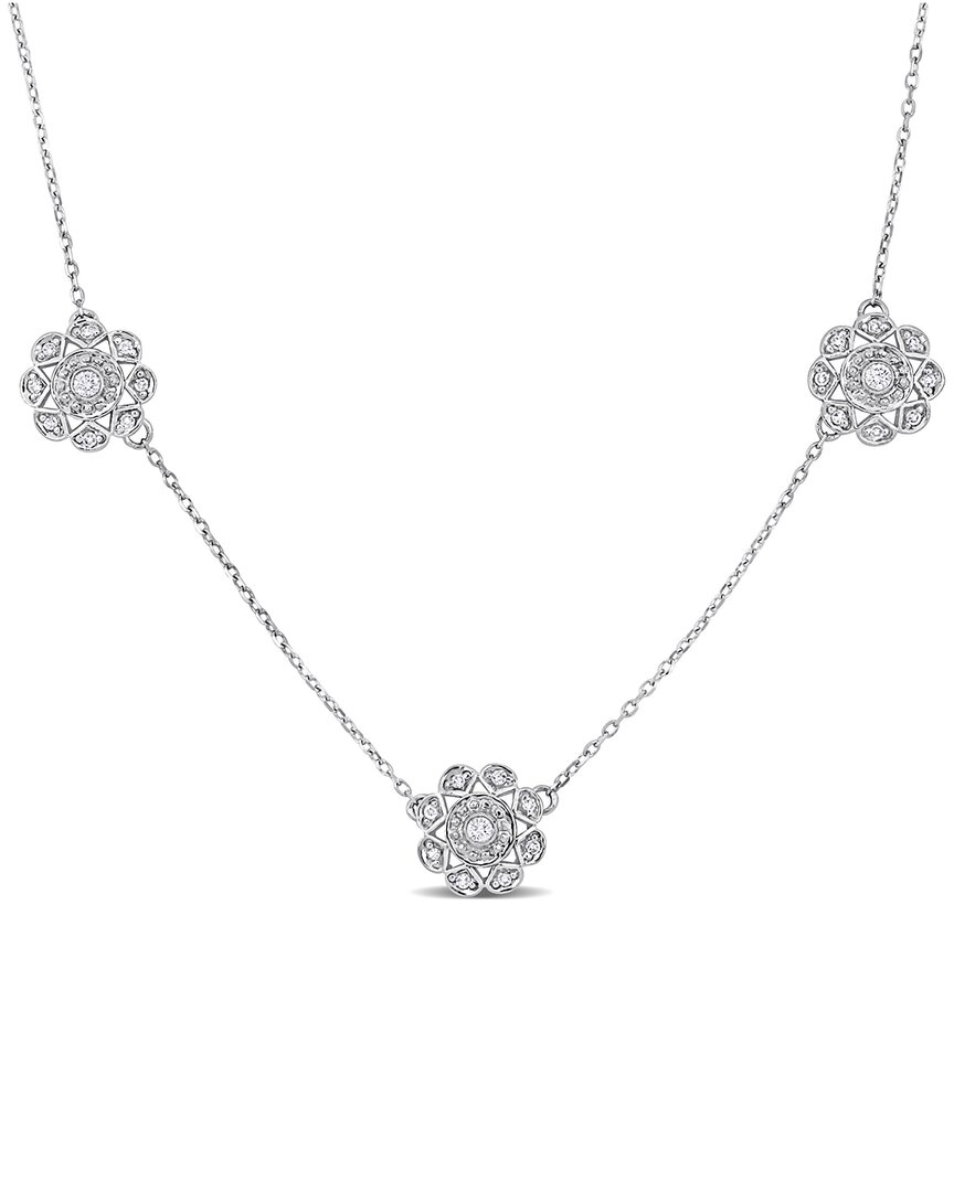 Diamond Select Cuts 14k 0.18 Ct. Tw. Diamond Floral Station Necklace