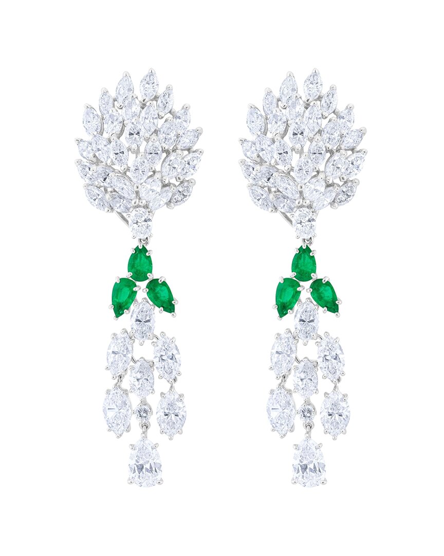 Diana M. Fine Jewelry 18K 19.50 ct. tw. Diamond & Emerlads Drop Earrings