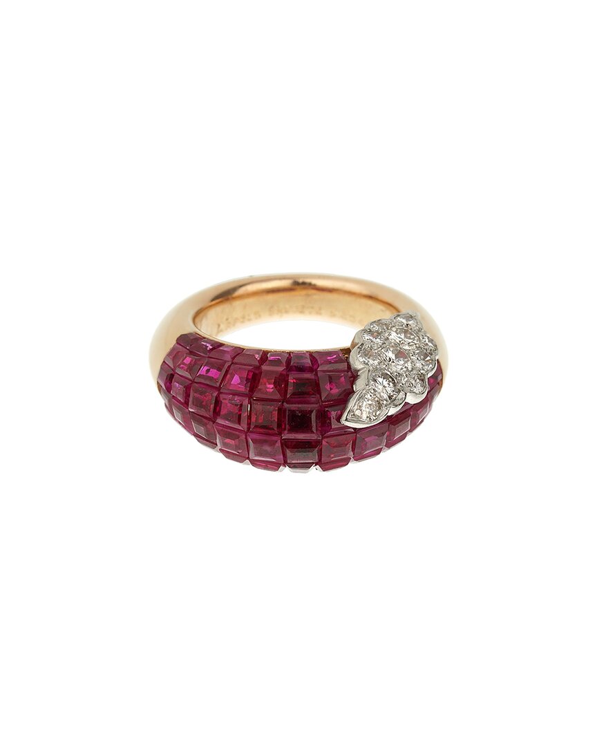 Heritage Van Cleef & Arpels Van Cleef & Arpels 18k Diamond & Ruby Mystery Cocktail Ring (authentic Pre-  Owned)