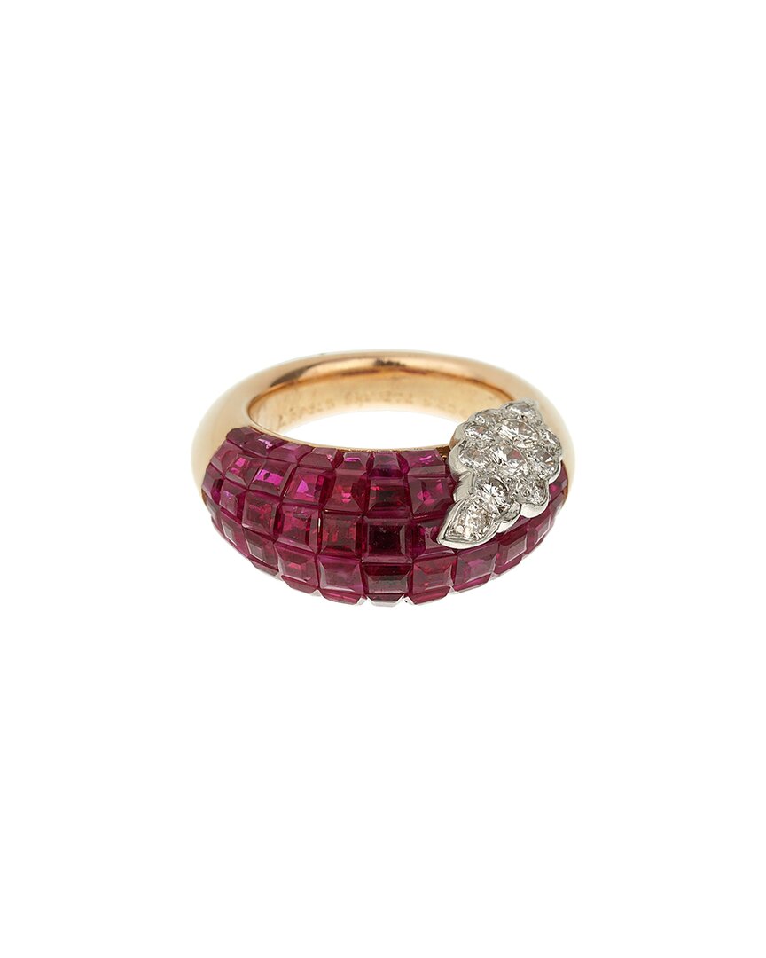 HERITAGE VAN CLEEF & ARPELS VAN CLEEF & ARPELS 18K DIAMOND & RUBY MYSTERY COCKTAIL RING (AUTHENTIC PRE-OWNED)