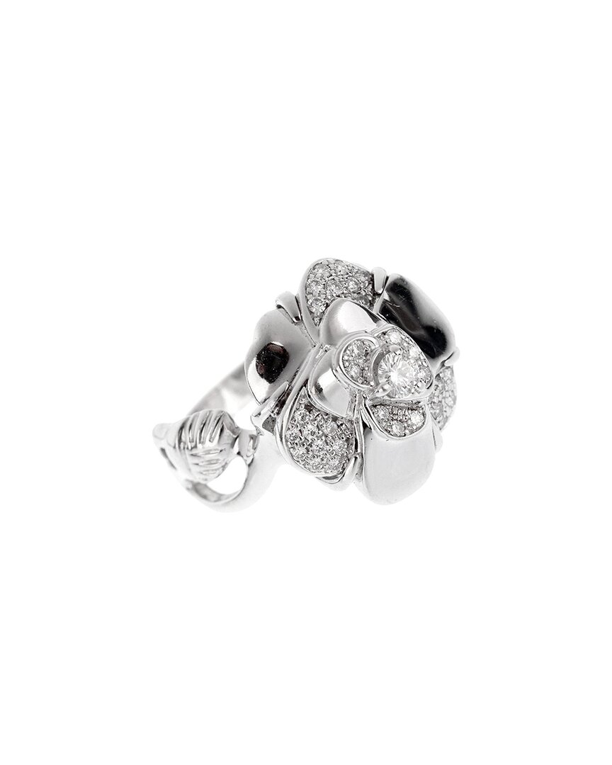 Chanel 18k 0.40 Ct. Tw. Diamond Camelia Ring (authentic Pre-loved) In Metallic