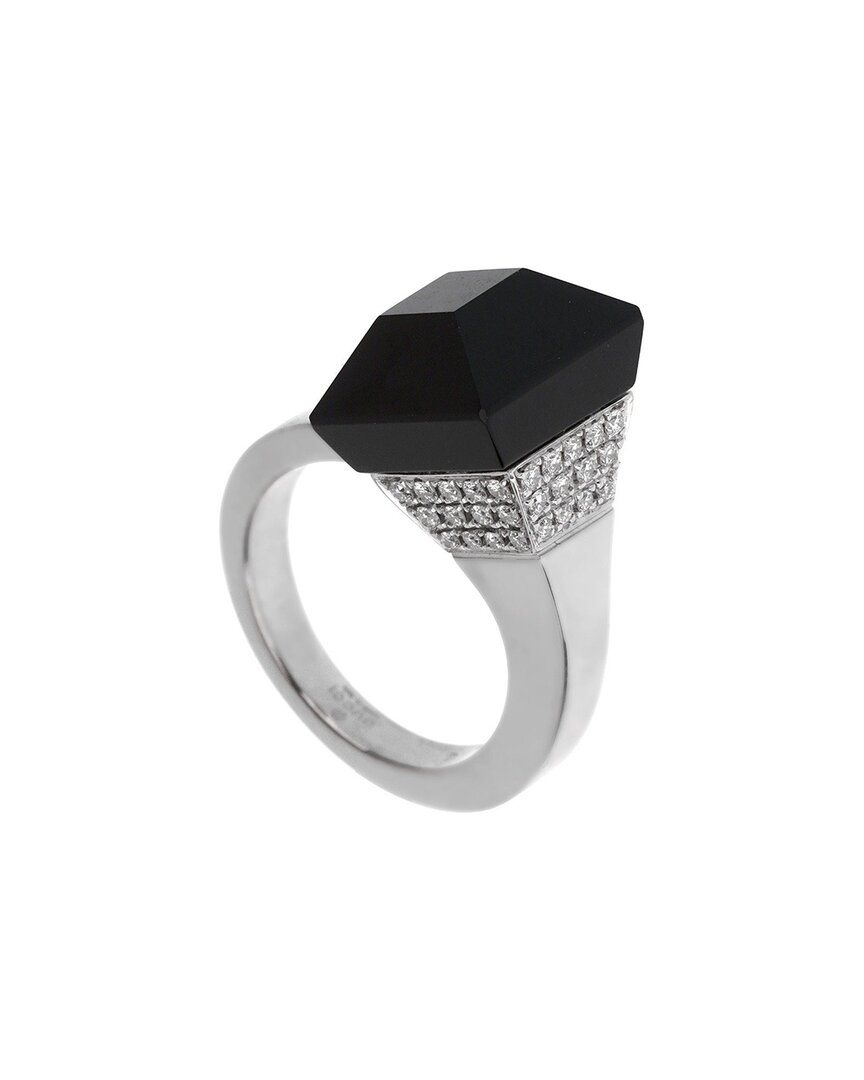 Heritage Gucci Gucci 18k 0.50 Ct. Tw. Diamond & Onyx Chiodo Ring (authentic )