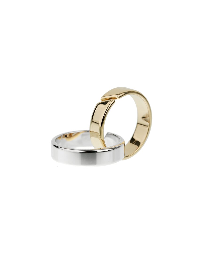 Pre-owned Heritage Hermes Hermès 18k Two-tone Double Band Cocktail Ring (authentic )