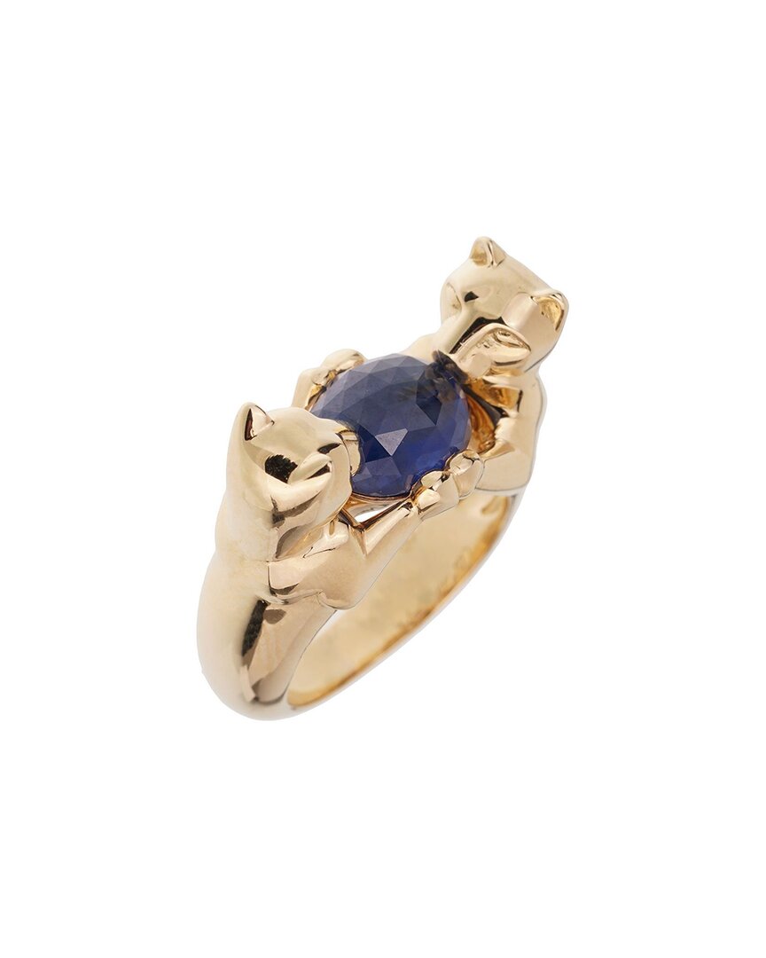 Cartier 18k 3.95 Ct. Tw. Sapphire Double Panthere Ring (authentic )