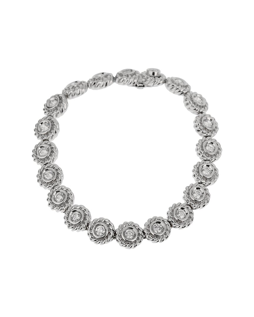Chanel 18k 3.00 Ct. Tw. Diamond Camellia Tennis Bracelet (authentic Pre-loved) In Metallic