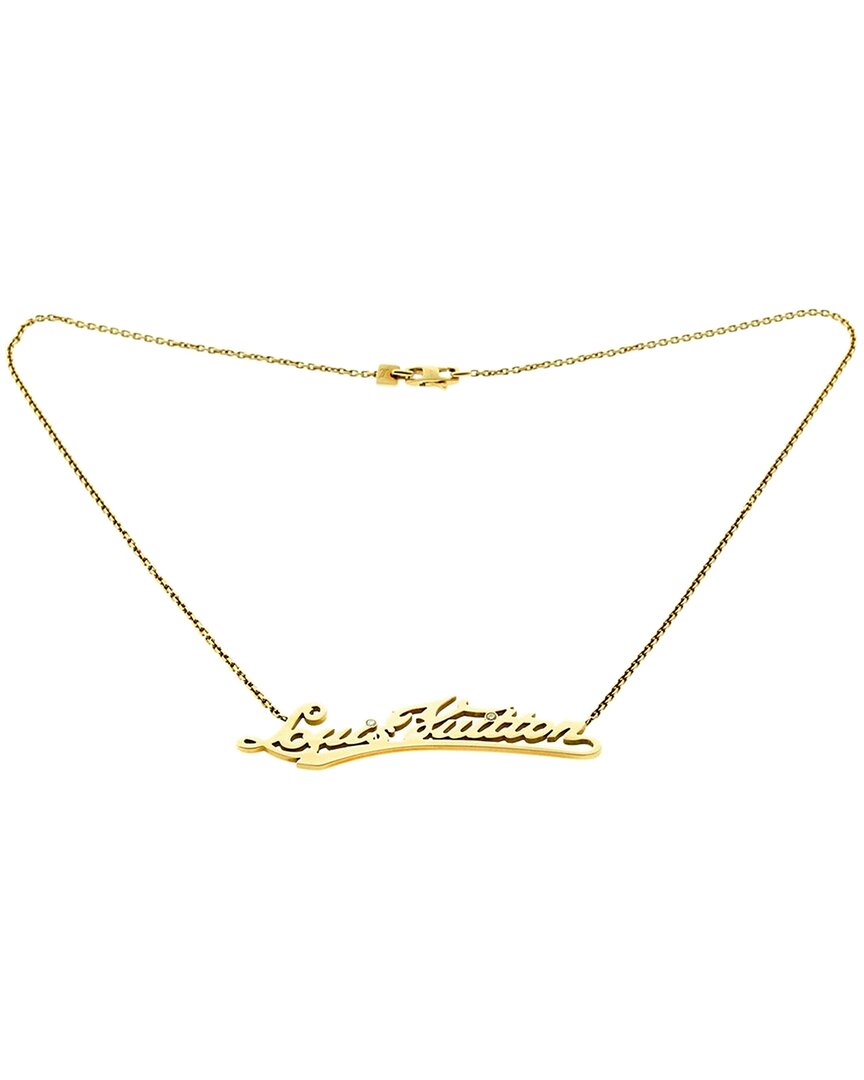 Louis Vuitton 18k 0.04 Ct. Tw. Diamond Signature Necklace (authentic Pre-loved) In Gold