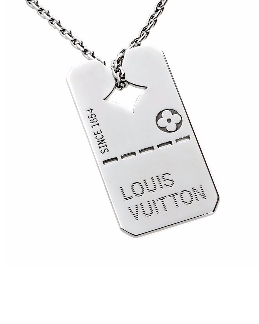 Louis Vuitton 18k Dog Tag Necklace (authentic Pre-loved) In Metallic