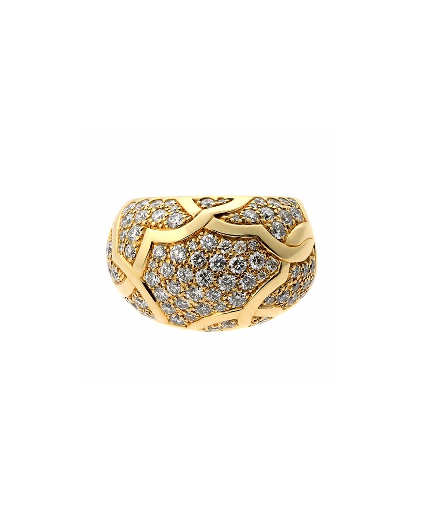 Chanel 18k Diamond Camellia Flower Cocktail Ring (authentic Pre-loved) In Gold