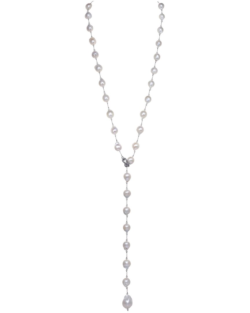 Margo Morrison Silver Diamond 10-11mm Pearl Necklace
